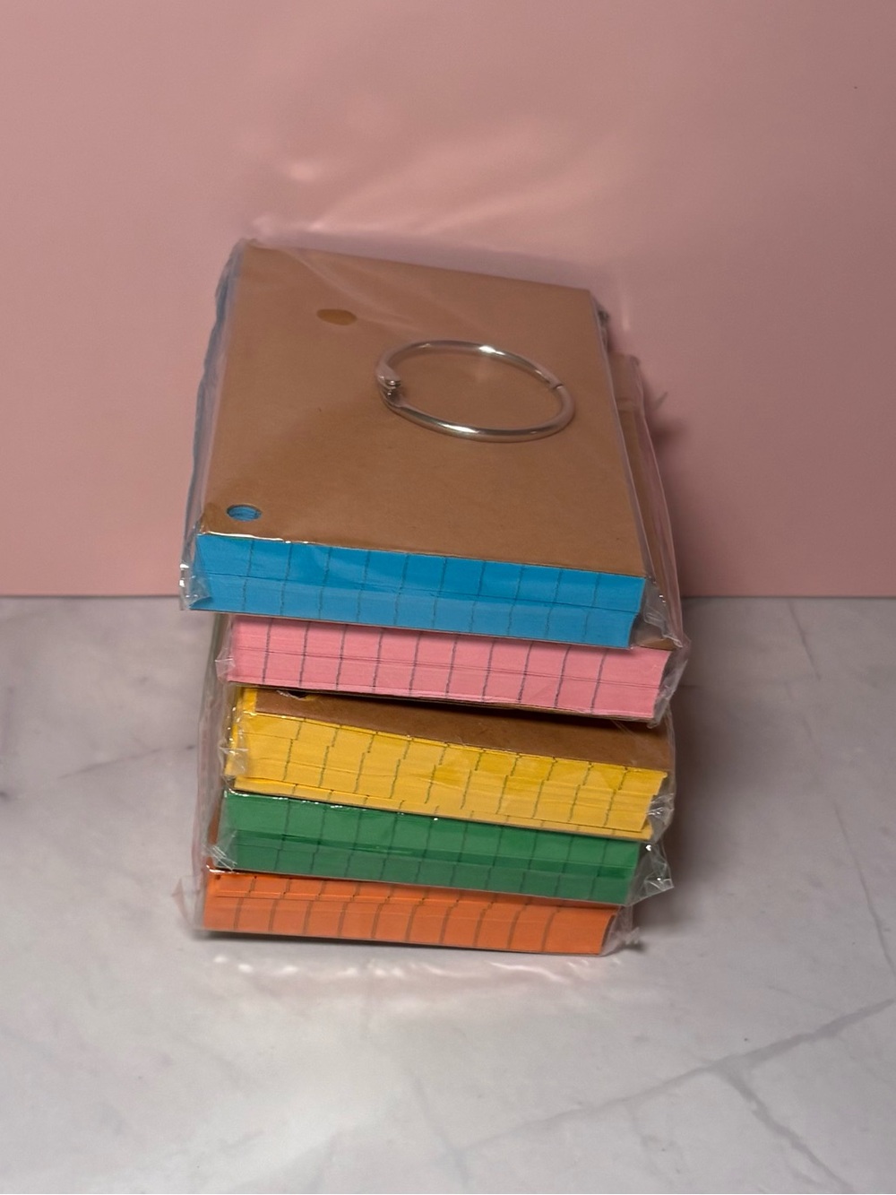 🩷 Colorful Index Cards with Binder Rings - Pack of 5